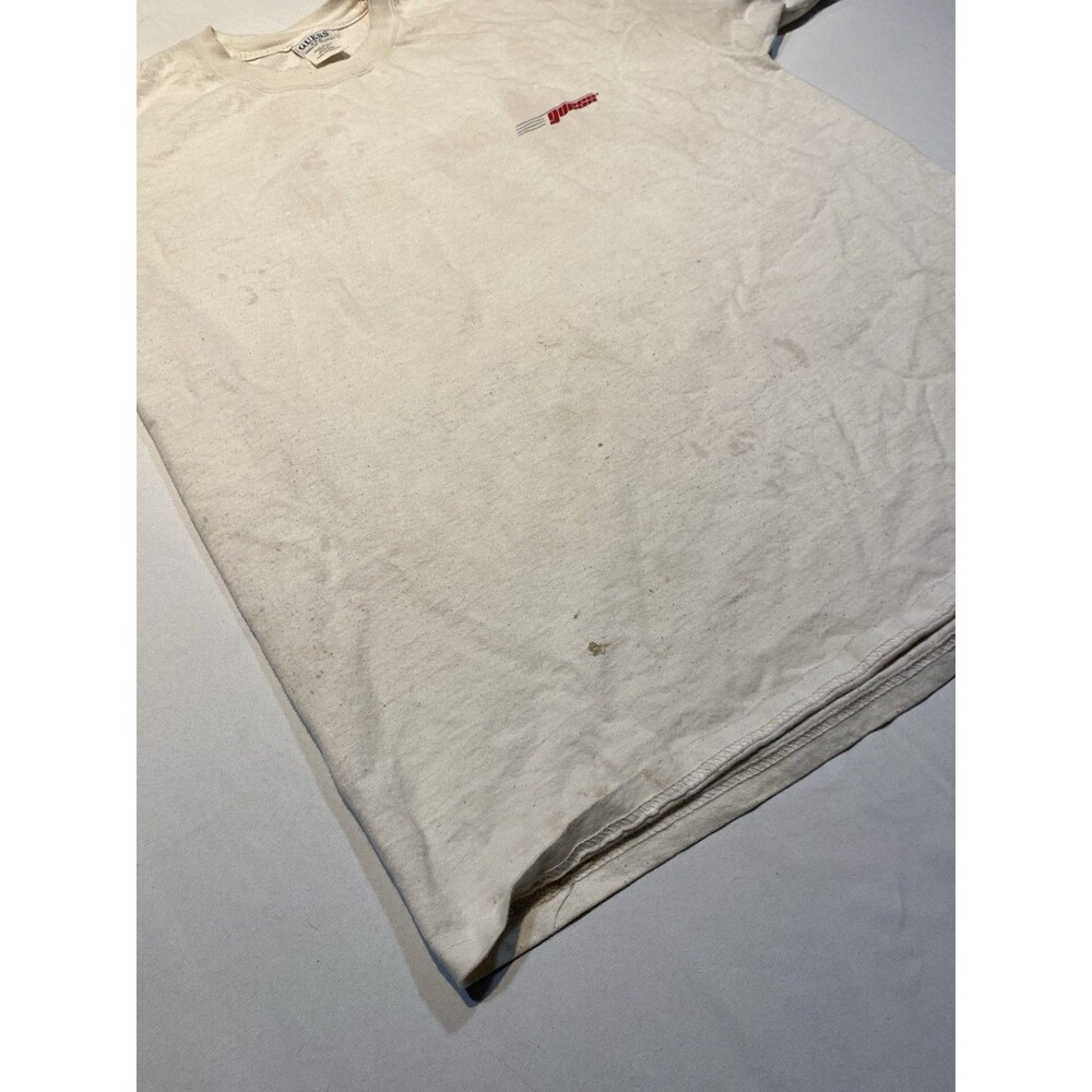 Vintage Guess Graphic T-Shirt White Blue Letters Retro Y2K XL - Picture 2 of 10